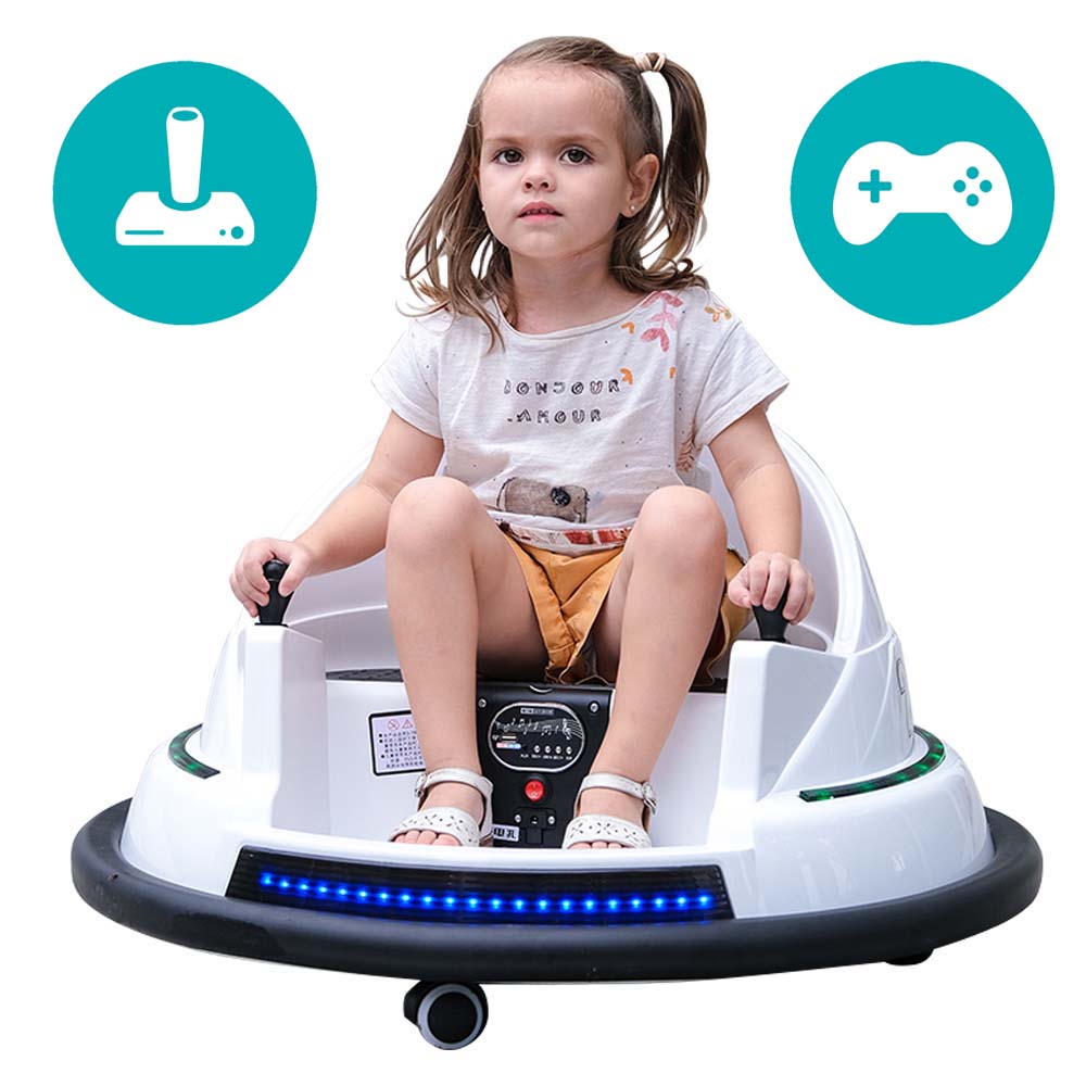 Dodgem electric pentru copii, 6V, cu baterie si telecomanda, alb-2