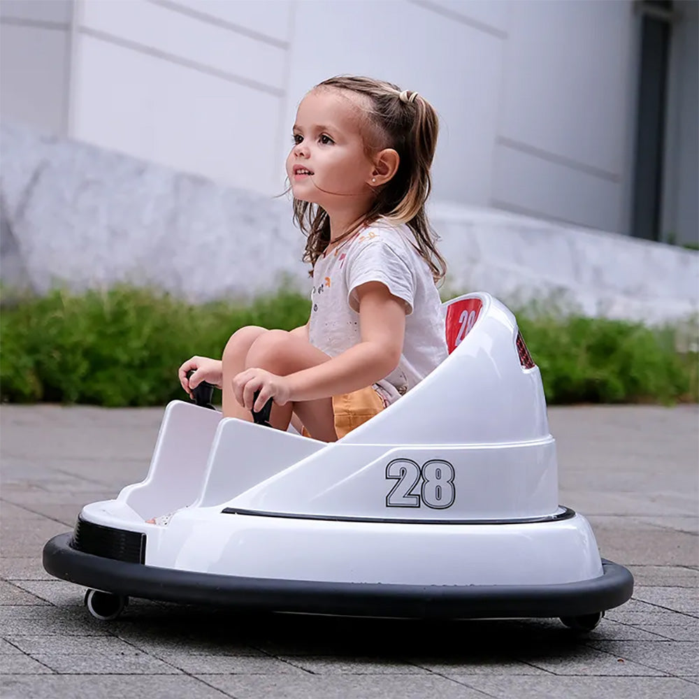Dodgem electric pentru copii, 6V, cu baterie si telecomanda, alb-1